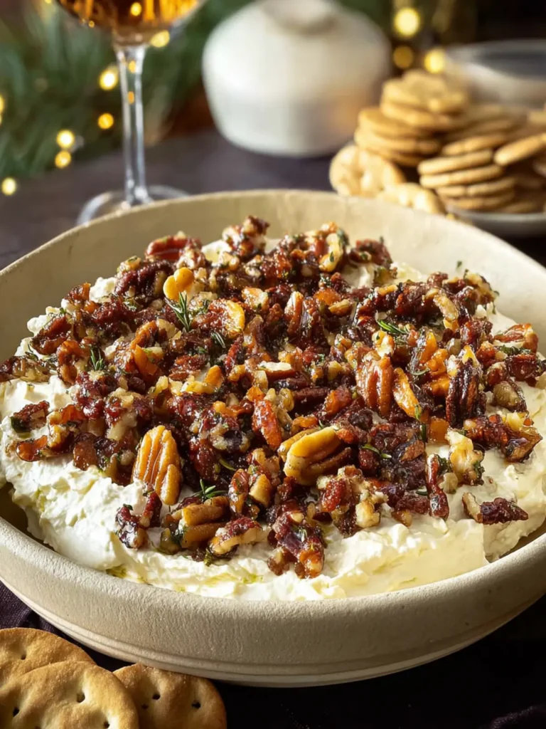 Whipped Goat Cheese Dip with Pecan Date Topping First Image