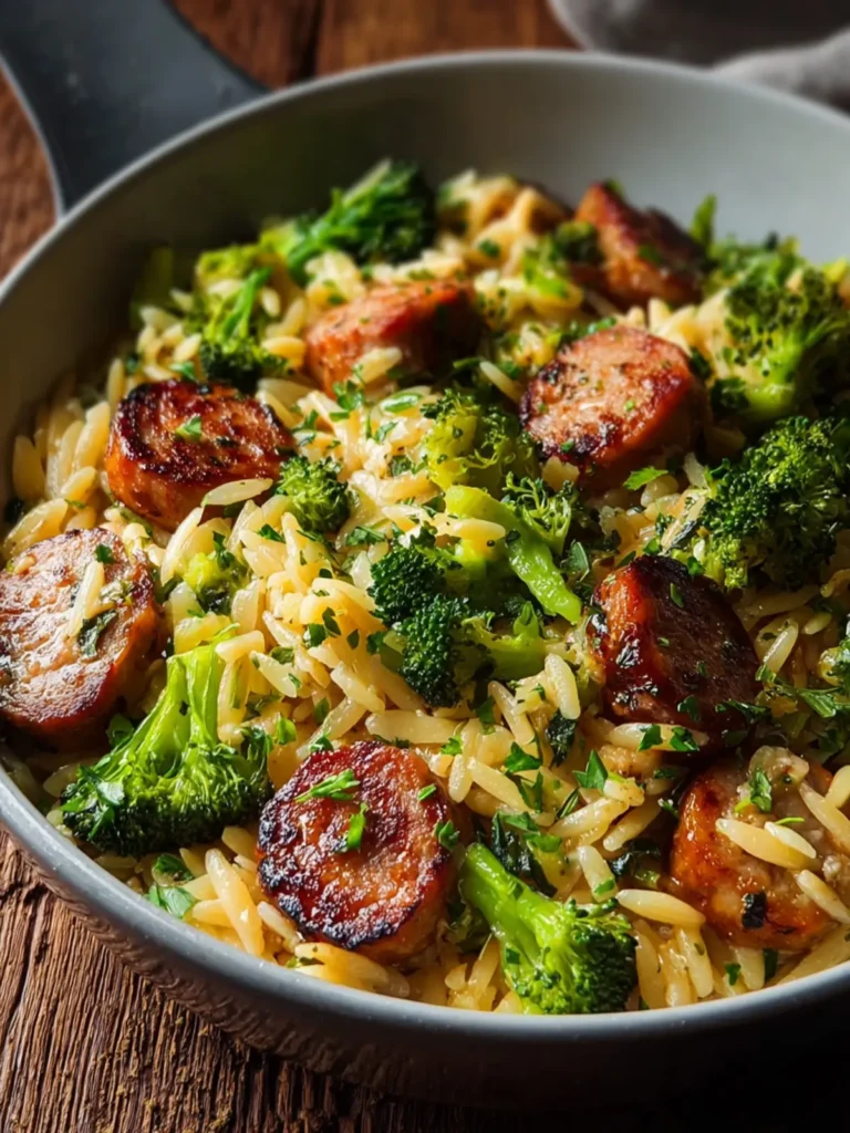 Flavorful Chicken Sausage and Broccoli Orzo – Quick & Easy! First Image