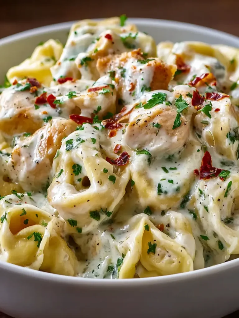 Creamy Crockpot Chicken Alfredo Tortellini First Image