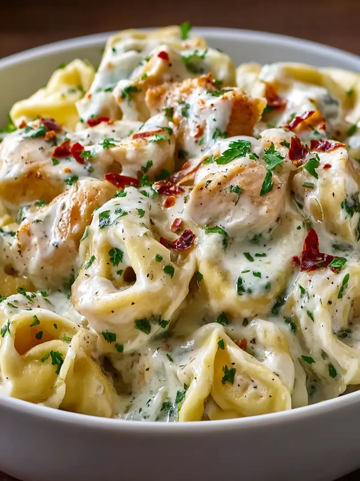 Creamy Crockpot Chicken Alfredo Tortellini First Image
