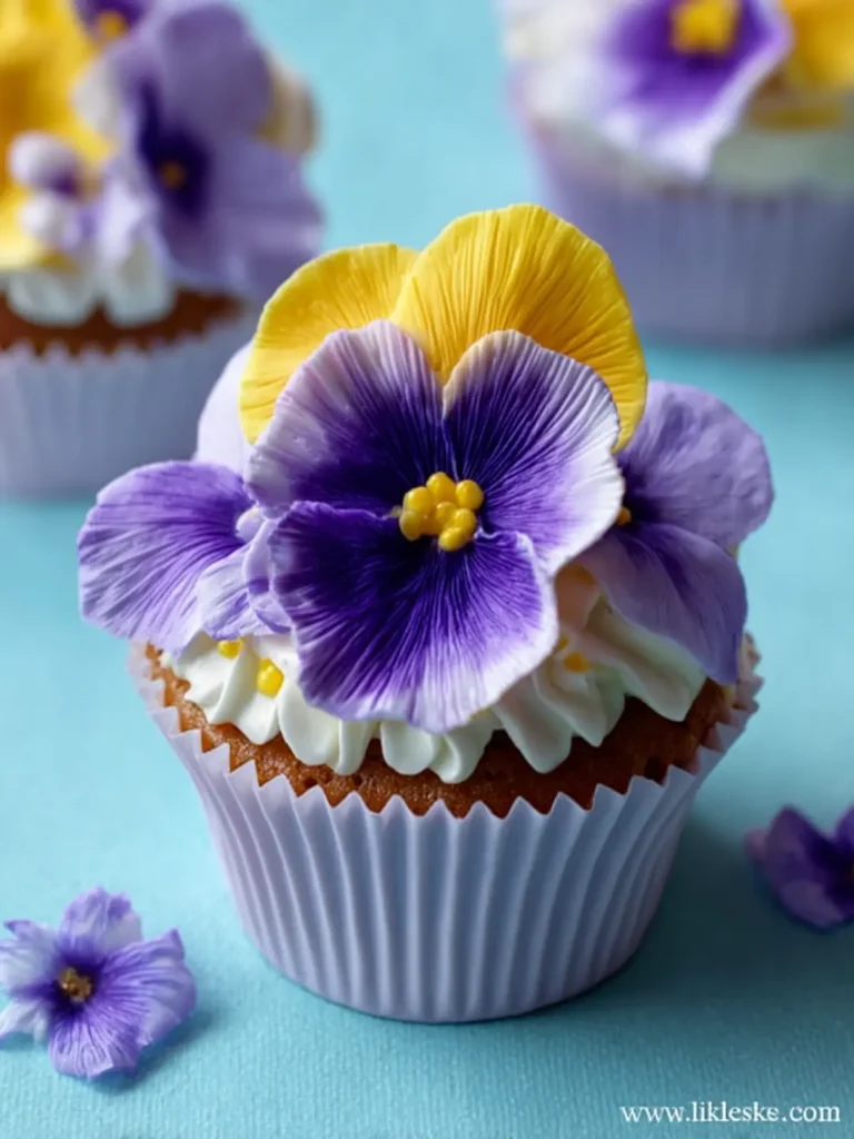 Easy Flower Cupcakes {Fondant Pansy} First Image
