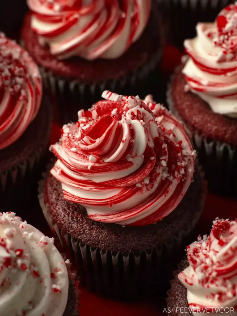 Chocolate Peppermint Cupcakes with Swirled Frosting First Image