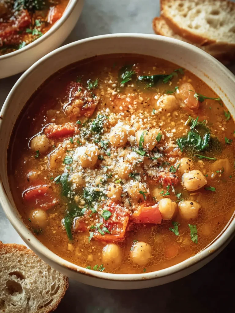 One-Pot Italian Chickpea Soup Recipe with Parmesan First Image